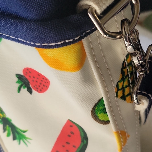 Lands End Fruit Patterned Canvas/Wax Tote Bag Cooler - Picture 9 of 13